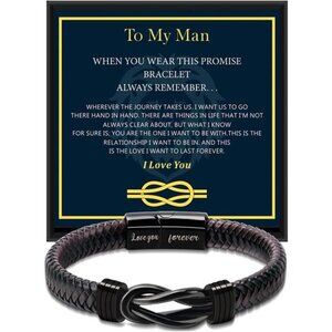 mens leather bracelet gift for boyfriend husband anniversary valentines day